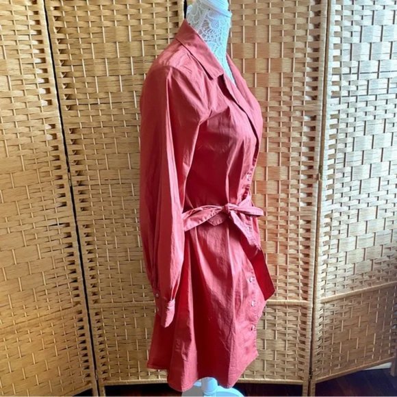 NWOT Anthropologie Amadi Rafia Mini Shirtdress in Burnt Orange, Size XS, - Picture 4 of 7